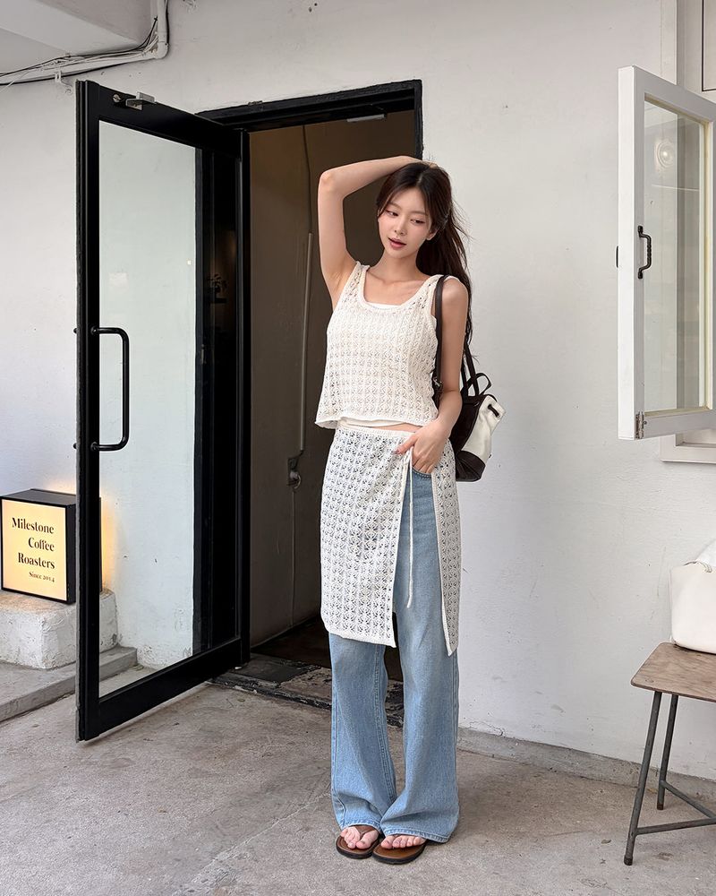 MAYBINS(メイビンス)の「Dam knit sleeveless & wrap skirt set(Setup)」