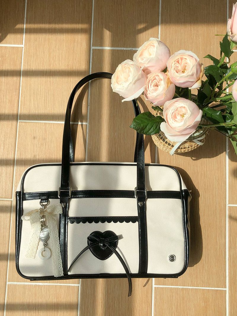 Classic ribbon school bag_canvas black