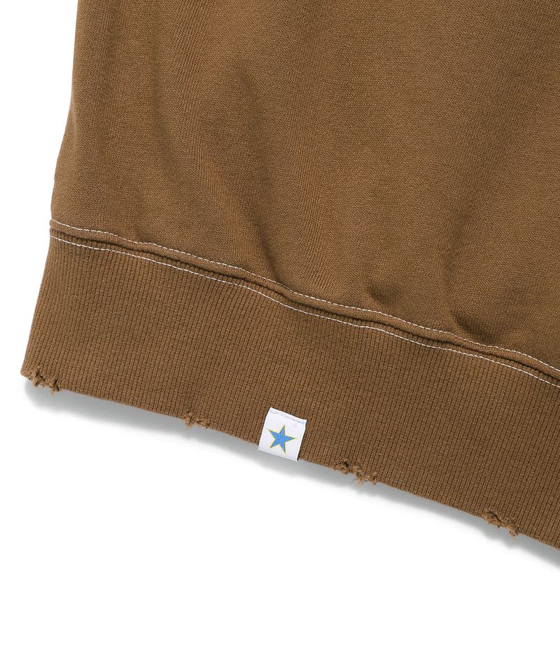 DAMAGED APPLIQUE ZIP UP HOODIE BROWN(CV2EFUM481A)