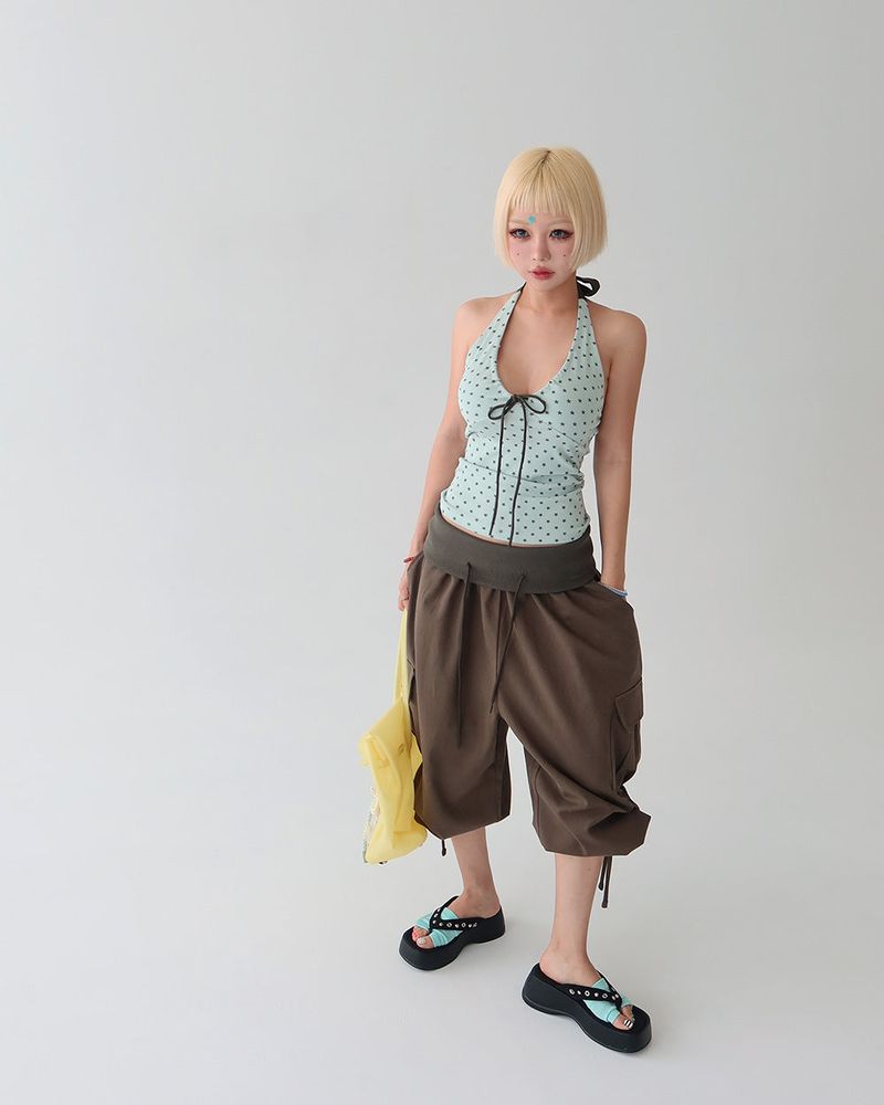 Star Shirring Ribbon Halterneck Sleeveless