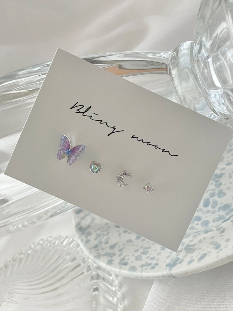 [4 set] Lucid Purple Butterfly Piercing Set