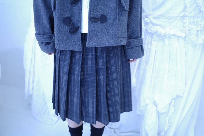 Bwin check midi pleats skirt