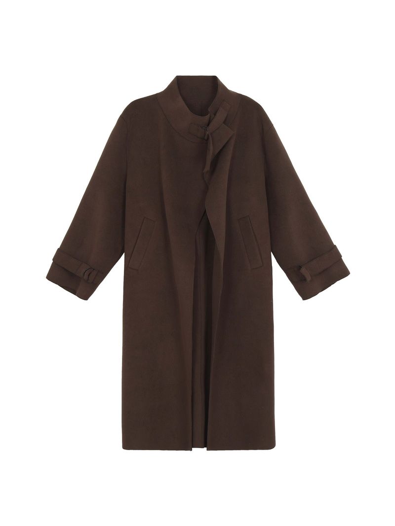 dark brown wool handmade long coat