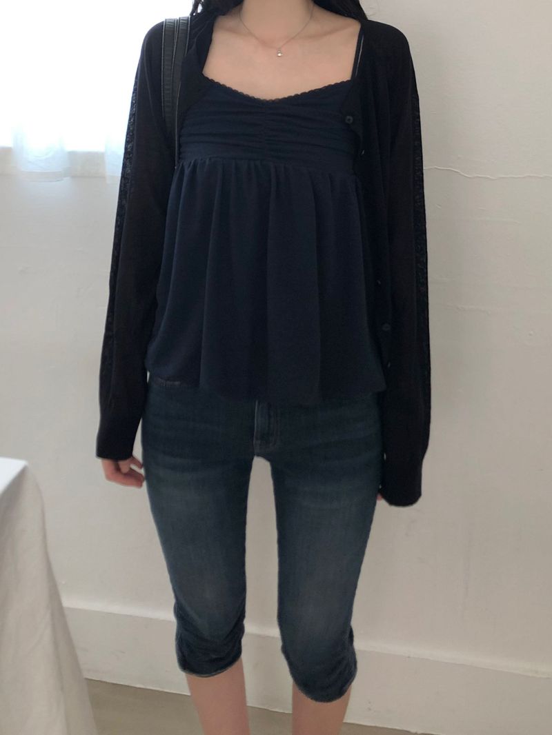 Slash linen round cardigan (4 colors)