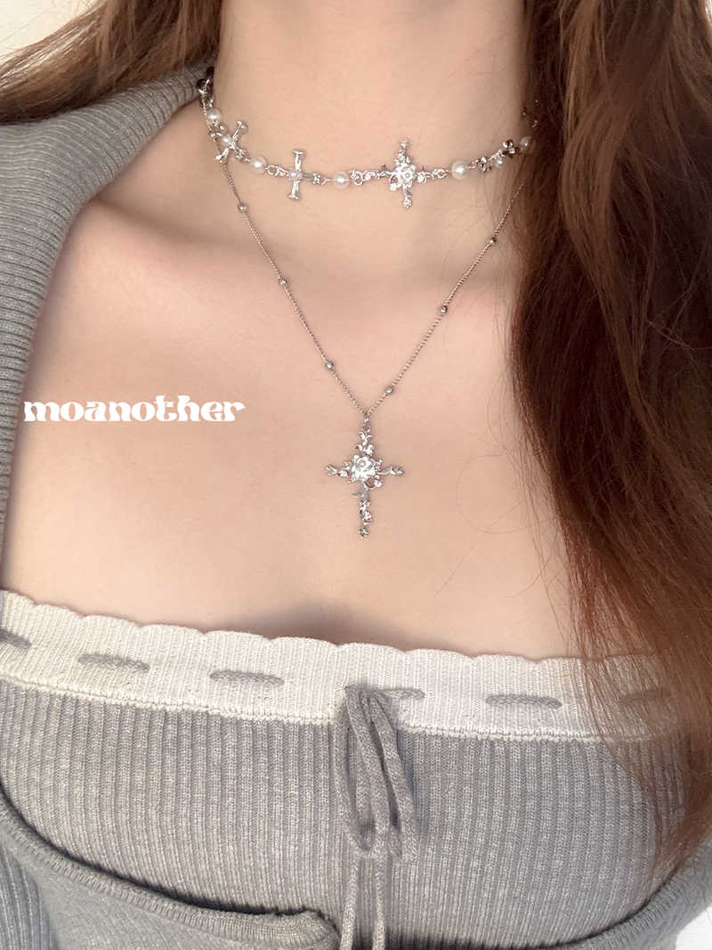 [IVE Rei, IDLE Miyeon Pick!] White Rose Layered Necklace