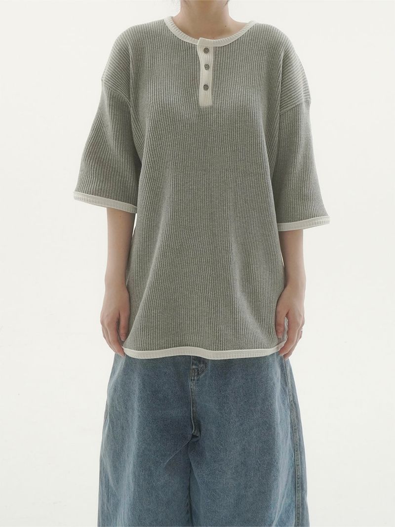 Daying waffle short sleeve T-shirt -5C