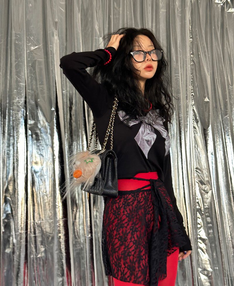 Layered see-through lace wrap skirt