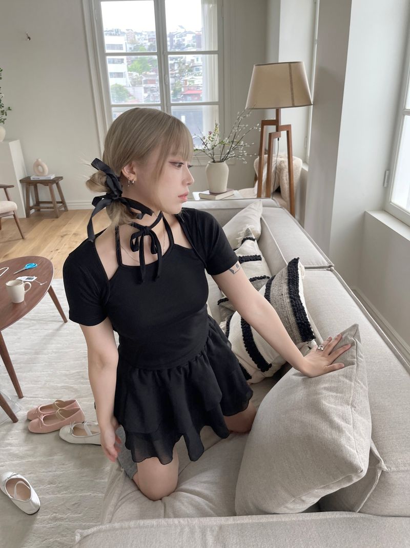 heenytsuki（ヒニツキ）の「Princess Halter Ribbon Choker Short Sleeve（Tops）」