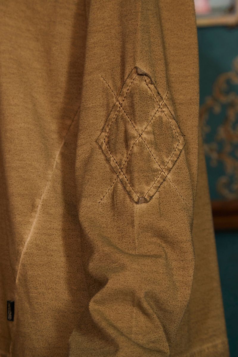 DYED ARGYLE LONG SLEEVE T SHIRT / OLIVE