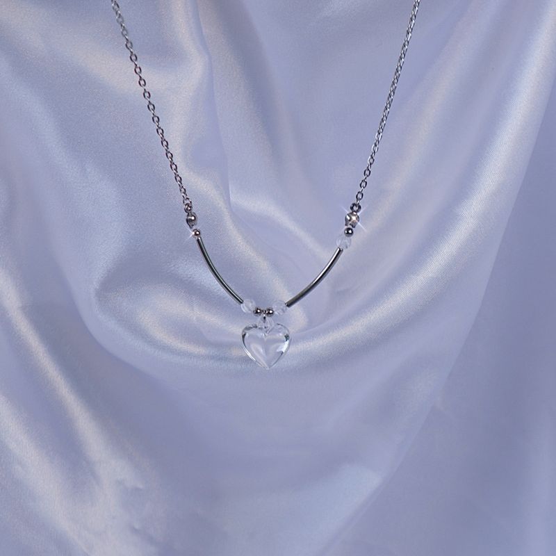 heart bar transparent beads necklace