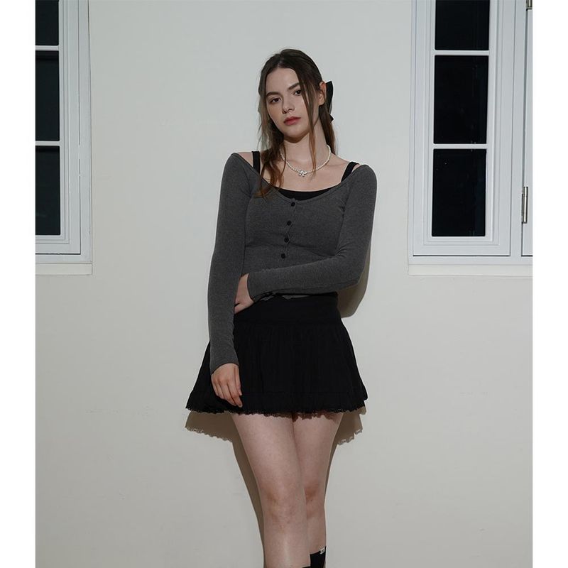 BALLERINA CARDIGAN-DARK GRAY