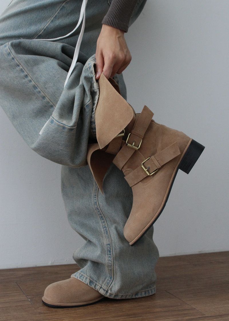 SUEDE BELT MIDDLE BOOTS