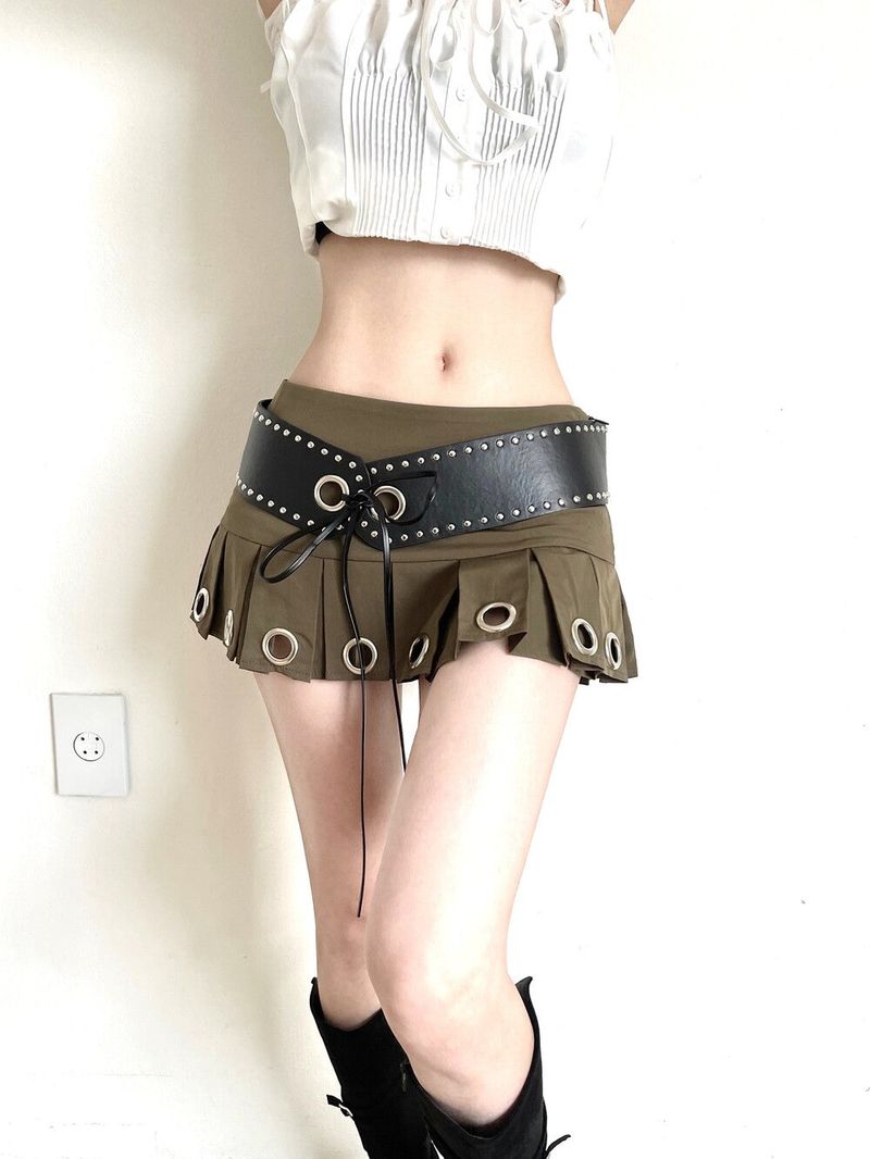 Seow（ソウ）の「1222. Bold belt eyelet low mini sk（Skirts）」