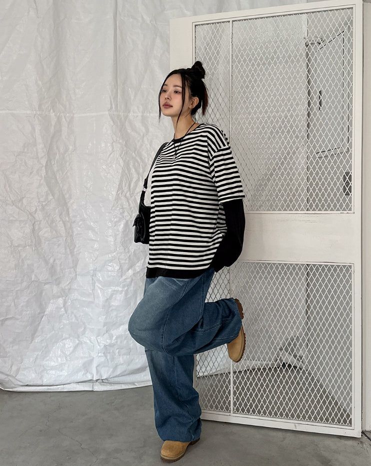 Odd stripe layered t-shirt