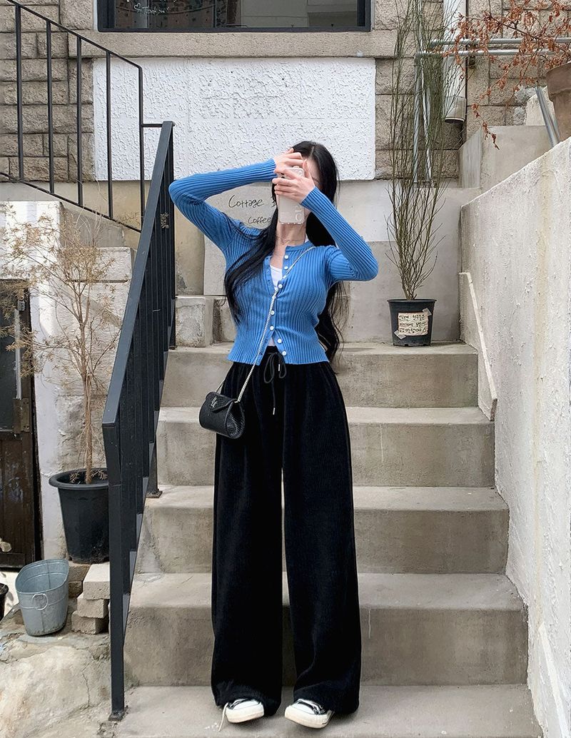 [BELLIDE MADE] Cloud Rib Rubber Waist Wide Pants