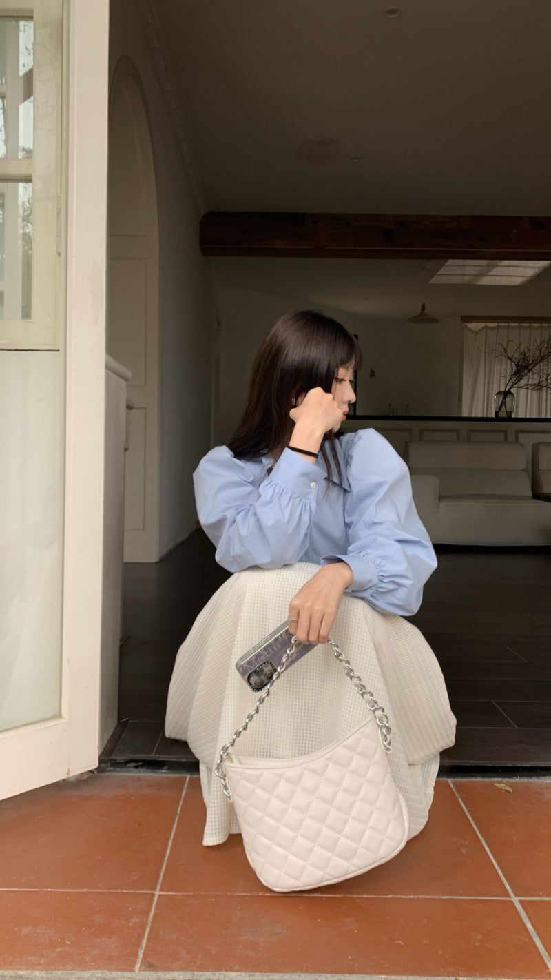 [SALE] Sora Back Point Shoulder Puff Blouse