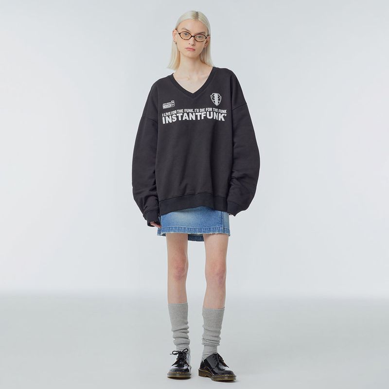 V-neck emblem-print sweatshirt