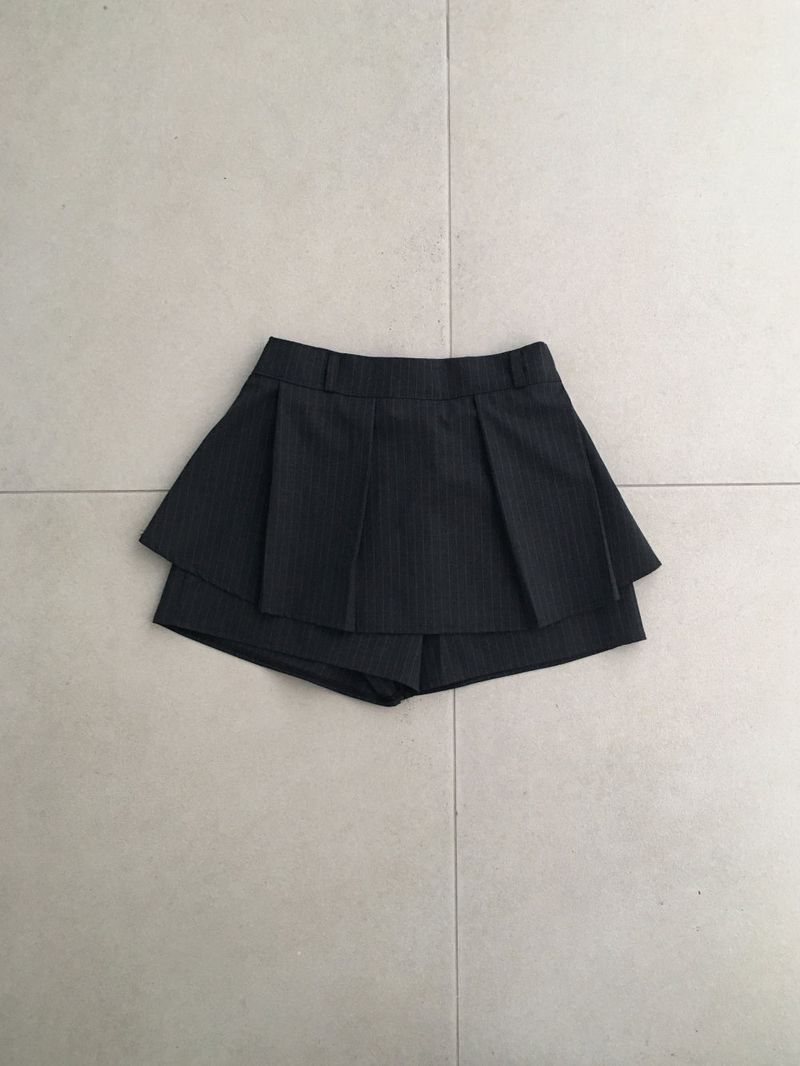 Stripe pleats culotte skirt