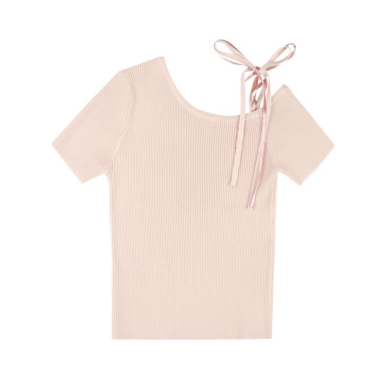 PINK PINEAPPLE（ピンクパイナップル）の「BALLET ONE SHOULDER HALF KNIT (3 COLORS)（Tops）」