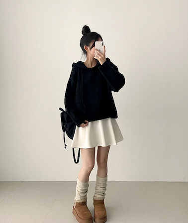 Lorton Wool Pin Tuck Flared Miniskirt