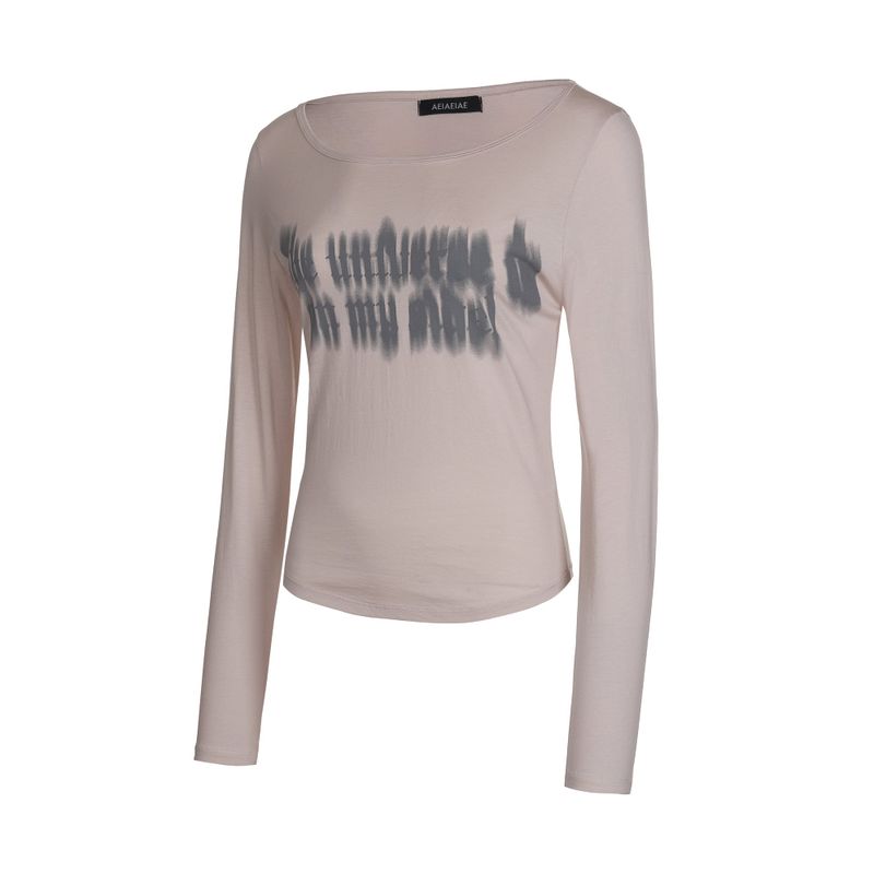Airy Long Sleeve Tee – Dark Whisper [BEIGE]