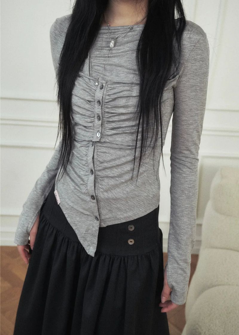 Jelly Button Asymmetric Ruched Top