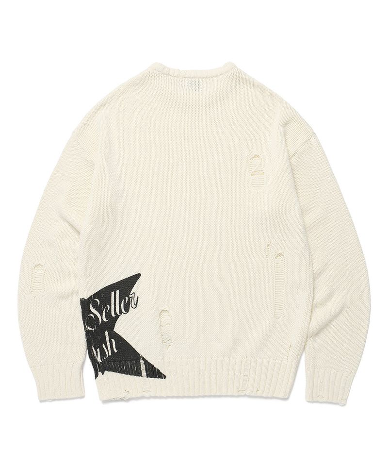 W DAMAGED STAR KNIT CREWNECK IVORY(CV2DFFK601A)