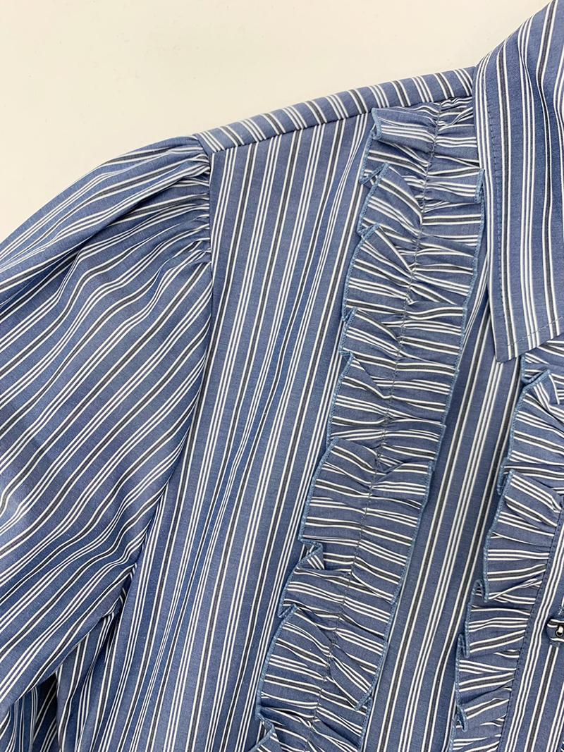Stripe Frill Blouse (blue)