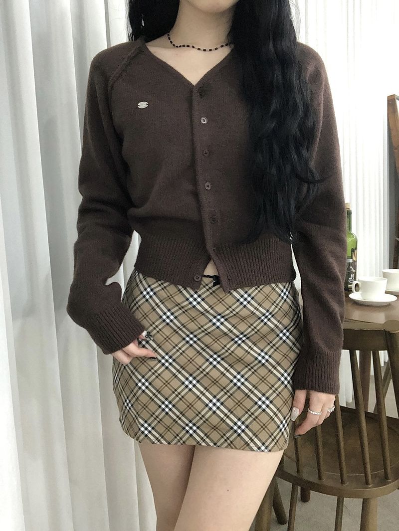 Brown Rose Preppy Skirt