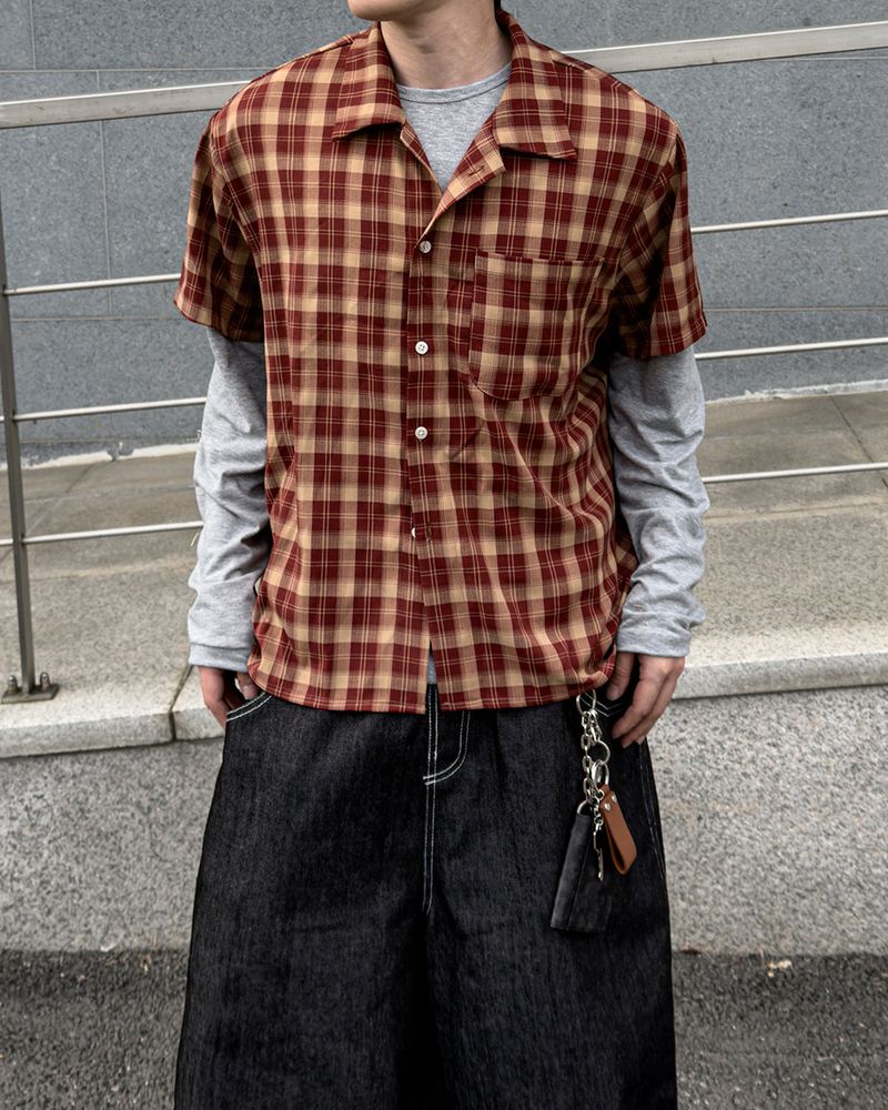 Rendro Square Check Half Shirt