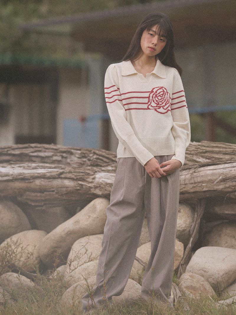 Rose Collar Knit (Ivory)