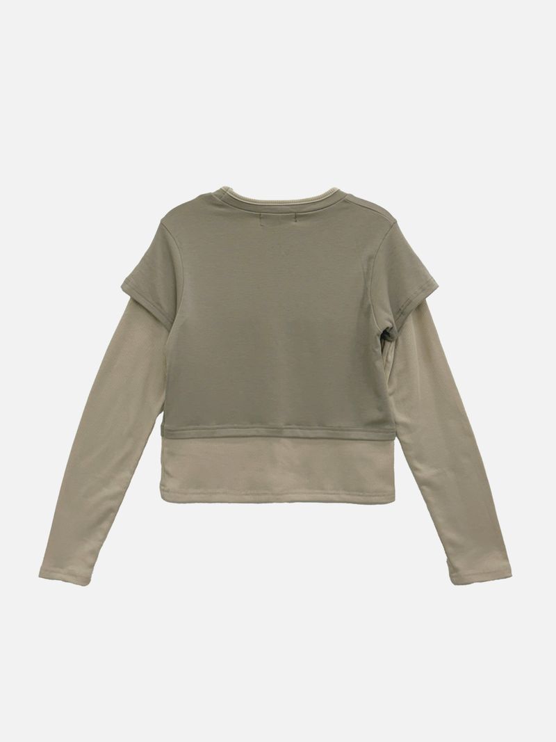 Soft Color Block Layered T-Shirt (3c)