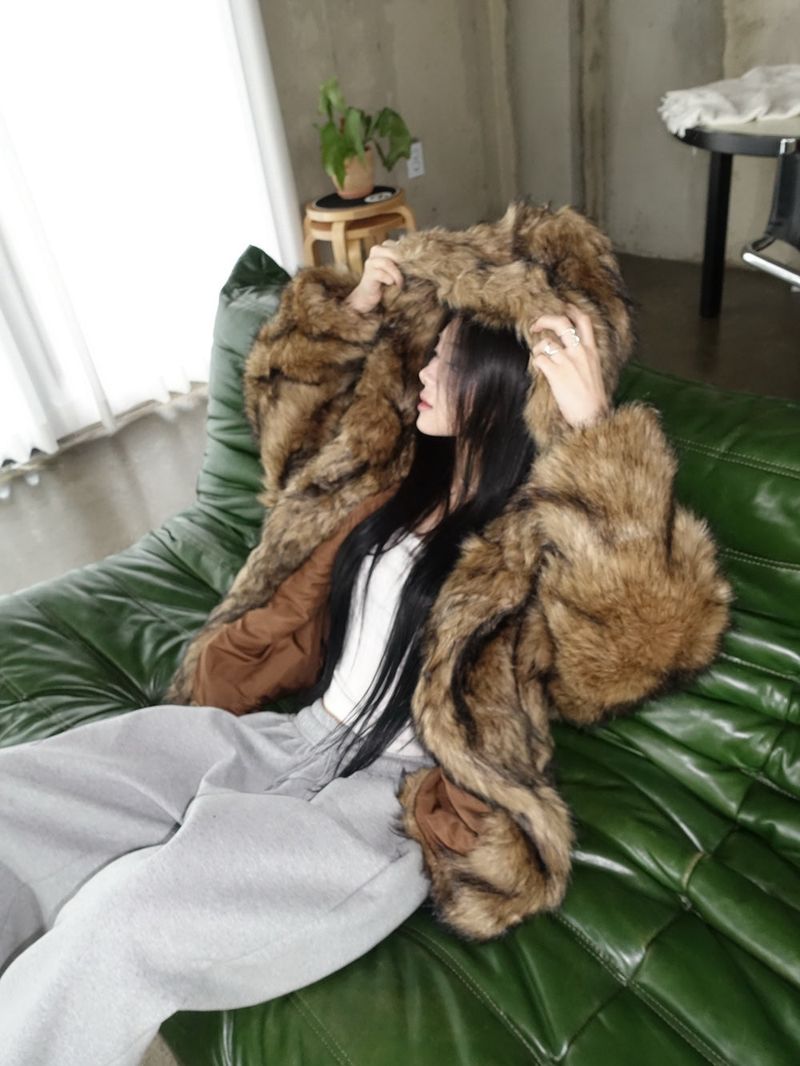 Street Hooded Fur Jacket