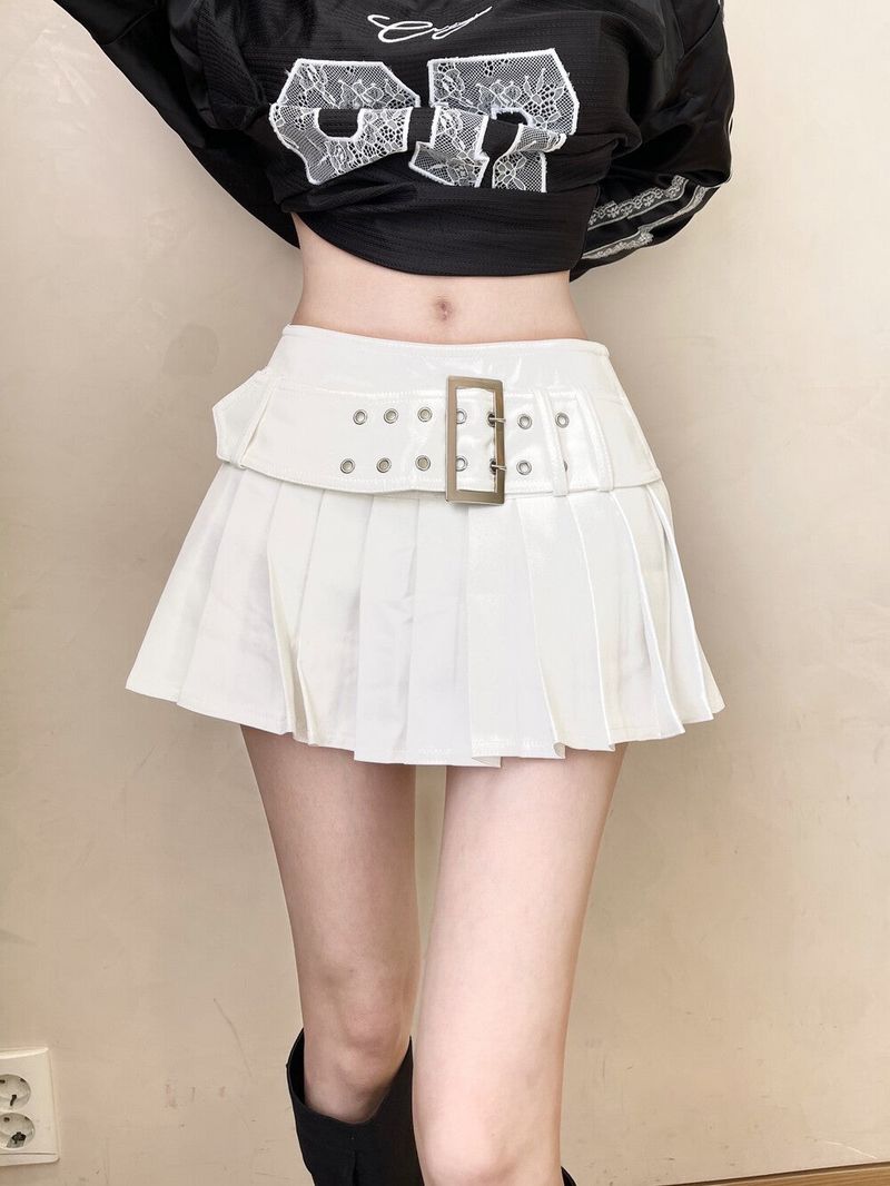 1384. Belt pleats mini sk (3color)