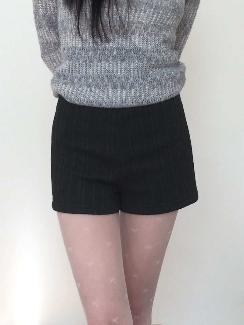 [Brushed lining] syoota ribbed short knit pants