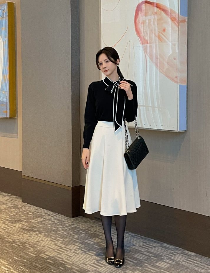 Coco Color Matching Line Tie Knit