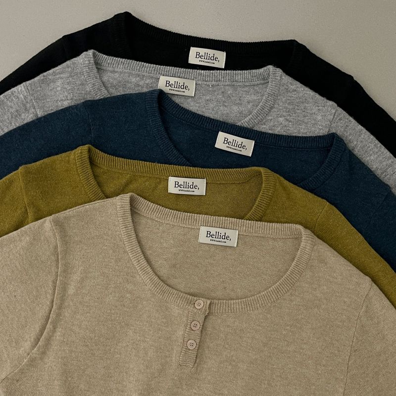[BELLIDE MADE] Soft button long-sleeve knitwear
