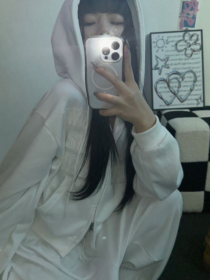 ストリートパッチフーディージップアップ🤎🤍🖤3COLOR