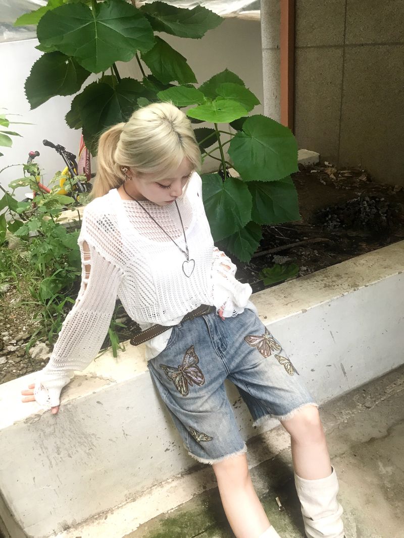 vintage punk damage long knitwear