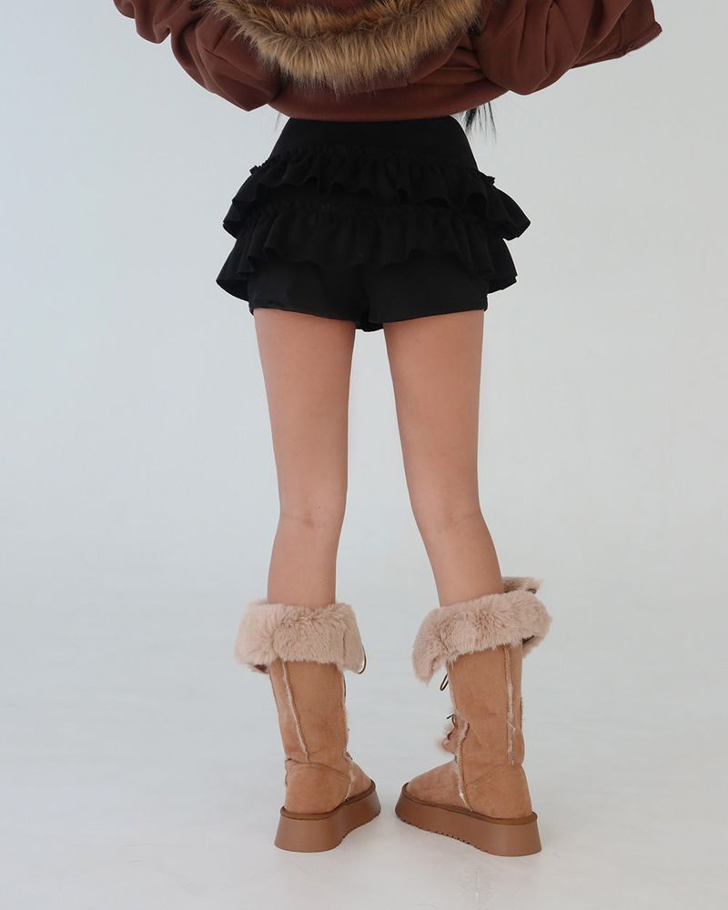 Suede cancan skirt pantskirt