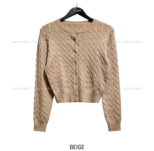 [U-BASIC] Laurent Round Cable Cardigan