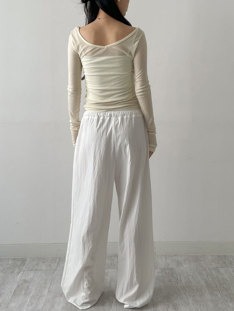 End Two-Tuck Nylon Banding Wide Pants