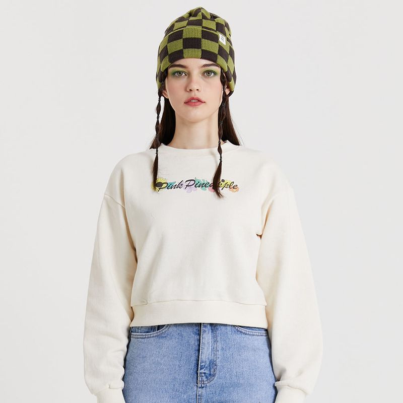 FLOWER LETTERING SWEAT SHIRT