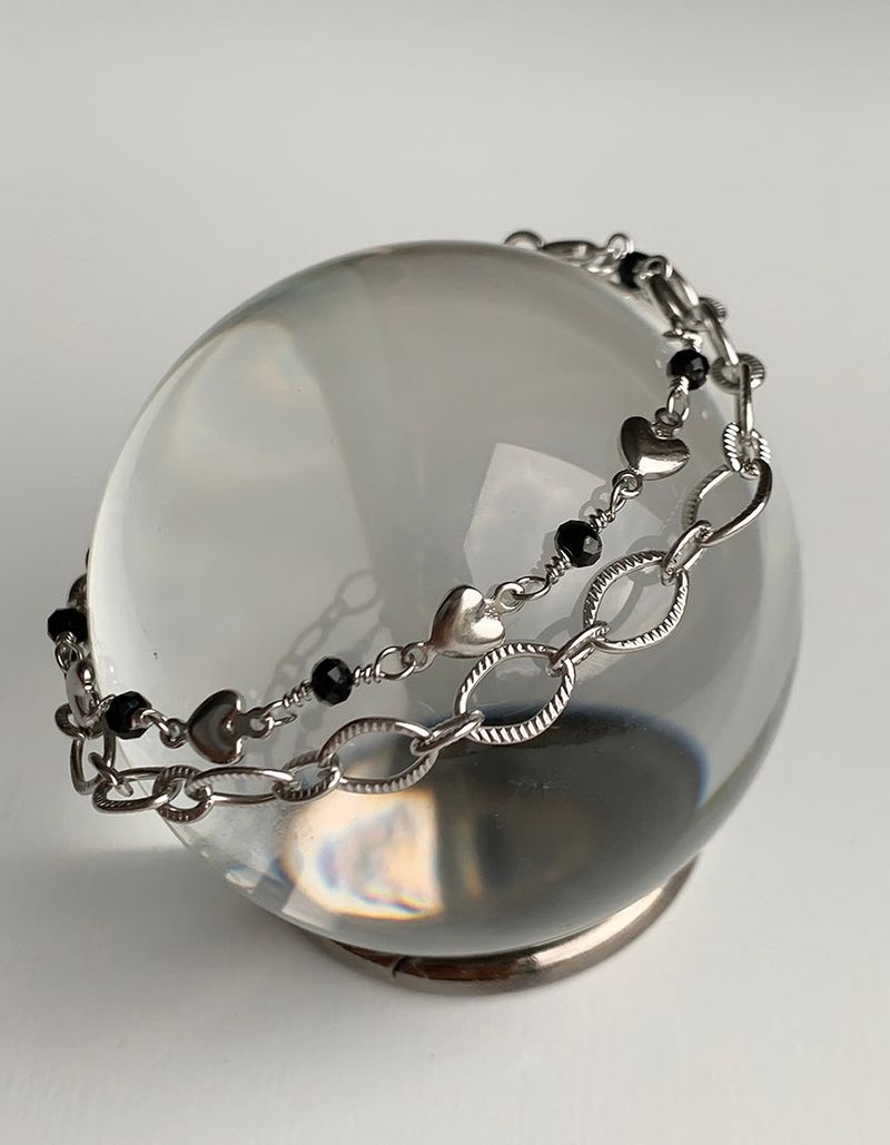 Layered heart chain bracelet