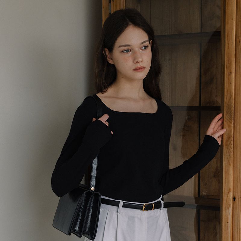 Square Neck T-shirt - Black