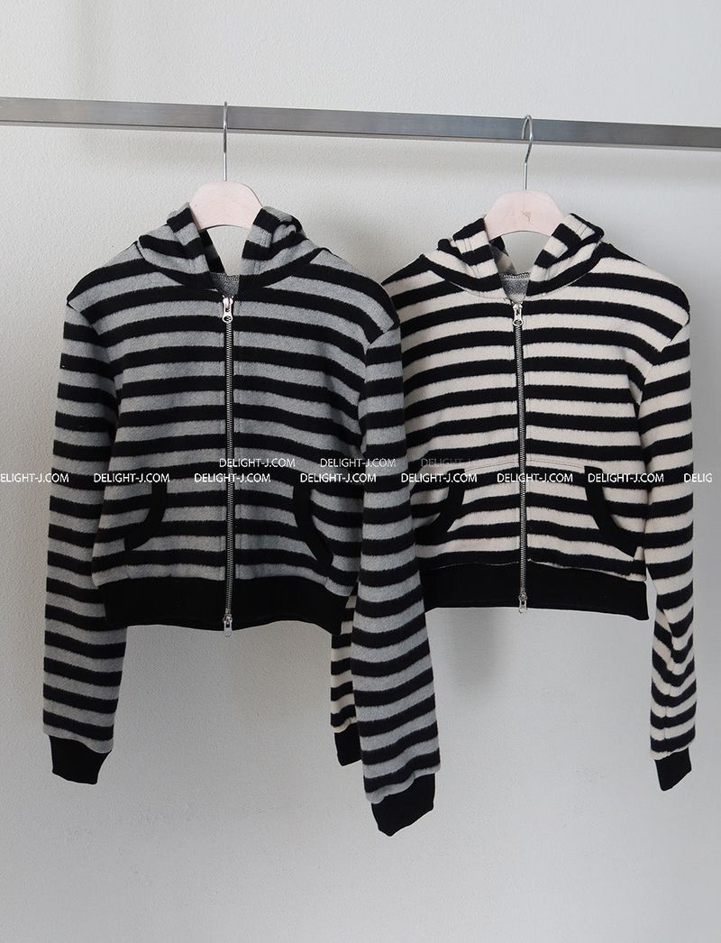 Tsuki Stripe Hooded Zip-Up Jacket