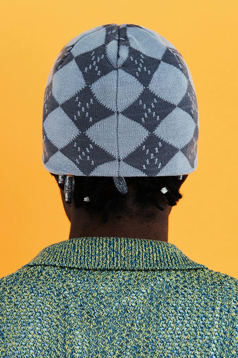 SPARKLING ARGYLE BEANIE / GREY