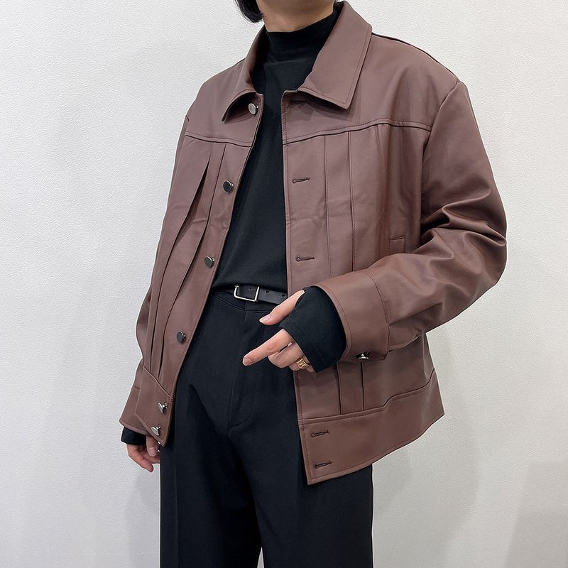 EV leather pin tuck jacket (3 colors)
