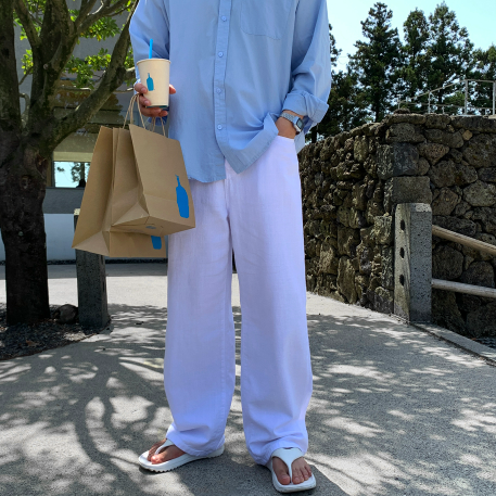 LOOKPLE（ルックプル）の「Deade 534 オフホワイト リネン ワイド デニム（パンツ）」
