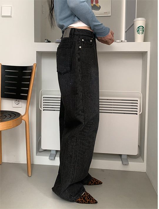 STRIPE BLACK JEANS